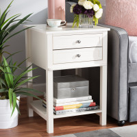Baxton Studio SR1801426-White-NS Willow Modern Transitional White Finished 2-Drawer Wood Nightstand